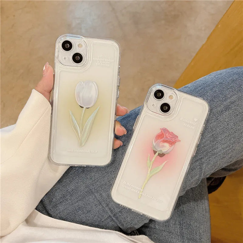 Tulip all-inclusive TPU phone case in gradient rose colour showing full edge and back coverage for iPhone