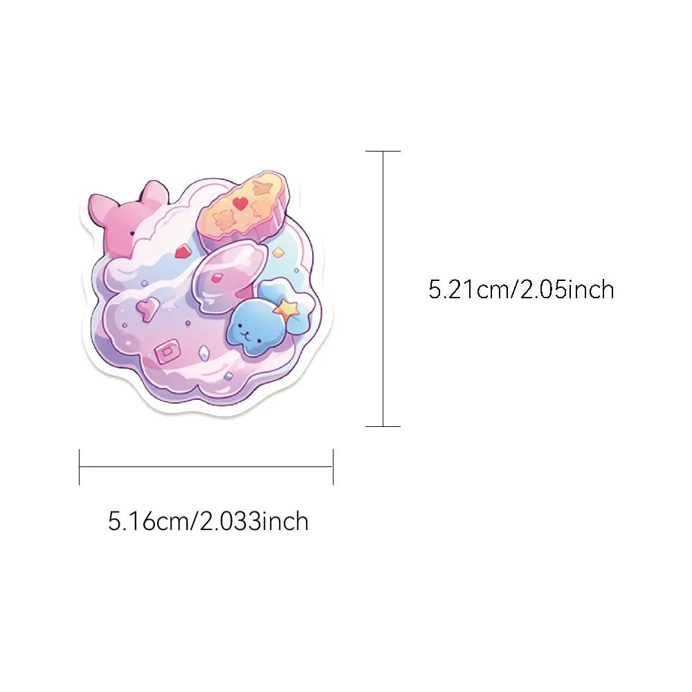 Pack of 50 sheets of fresh candy-themed small object waterproof stickers in cute style for journals.