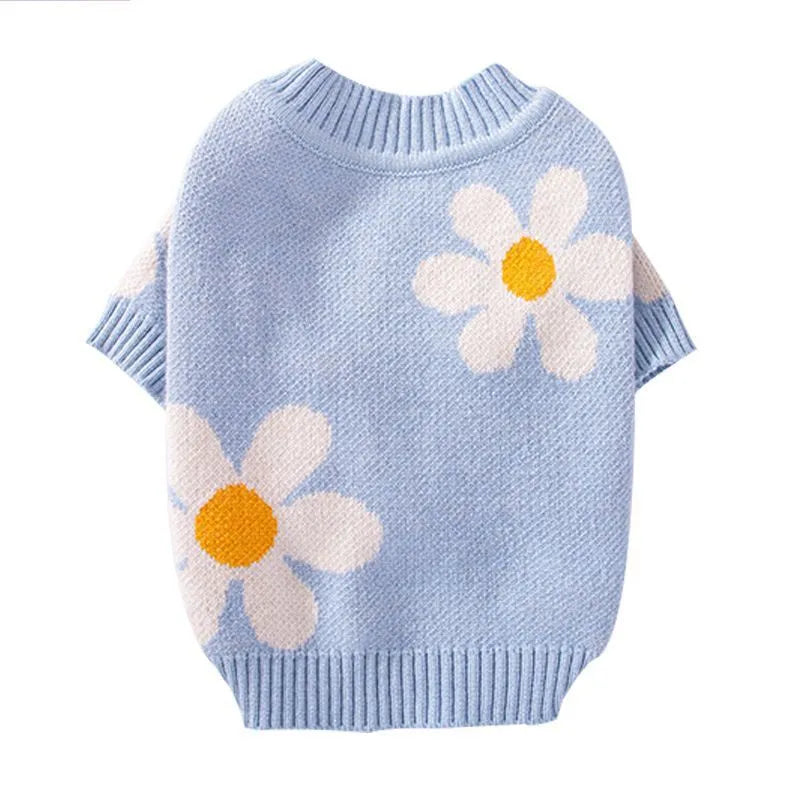 Blue polyester pet clothing for a small dog on a mannequin, showing a checkerboard pattern variant.