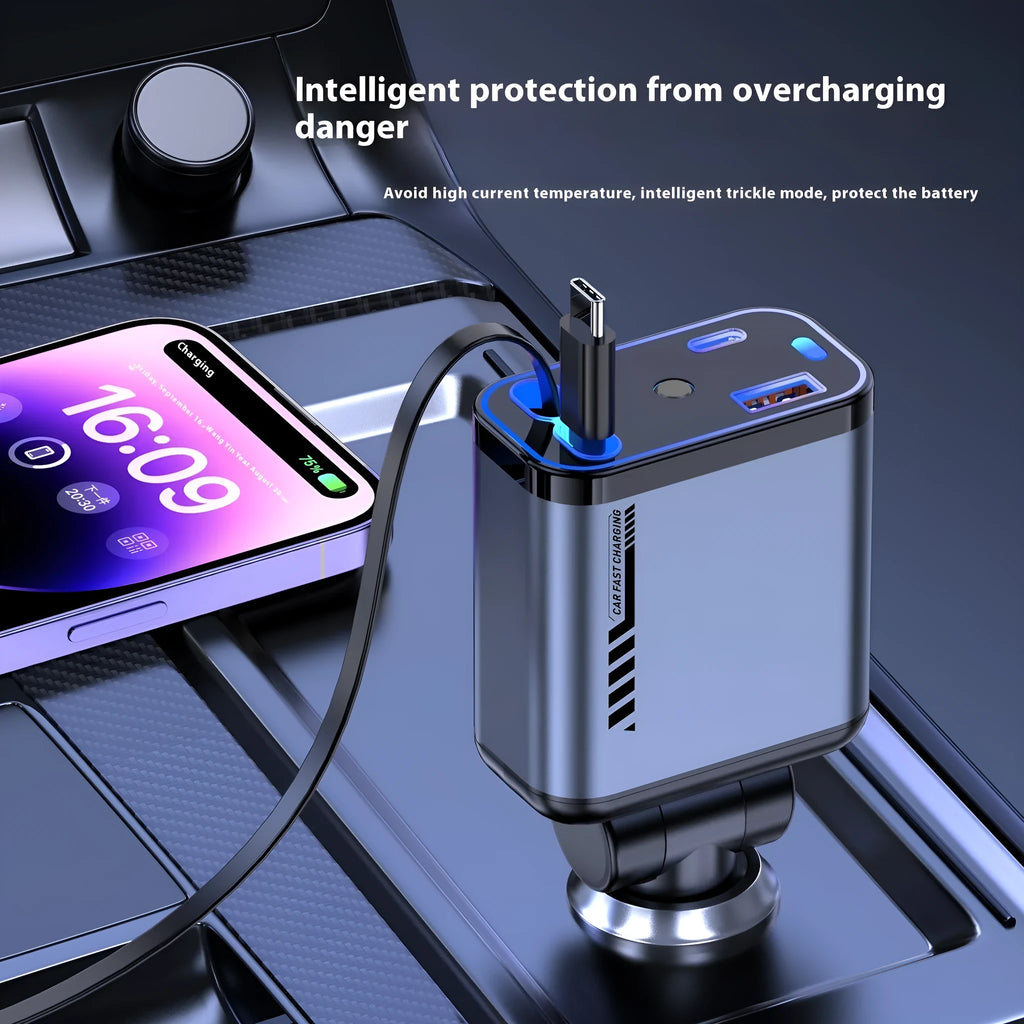 Grey 120W super fast charge star charger with Starry Sky Top and RGB flowing light, USB-C output, stretch-type design
