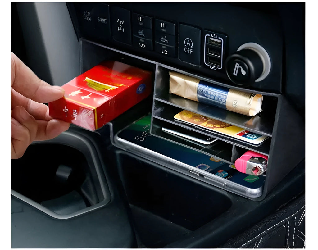 Black plastic center console storage box for Toyota RAV4 and Rongfang with plug-in design