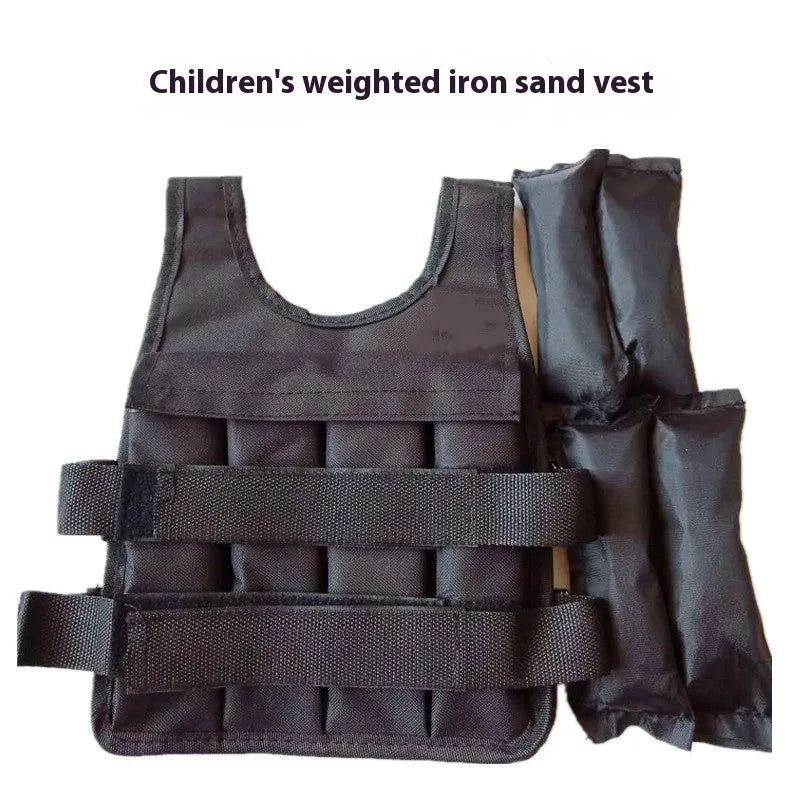Children's thin shirt-style adjustable sand weight vest for training.