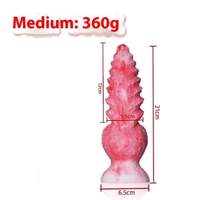 Pink Berserker shaped penis masturbation device for women in platinum silicone.