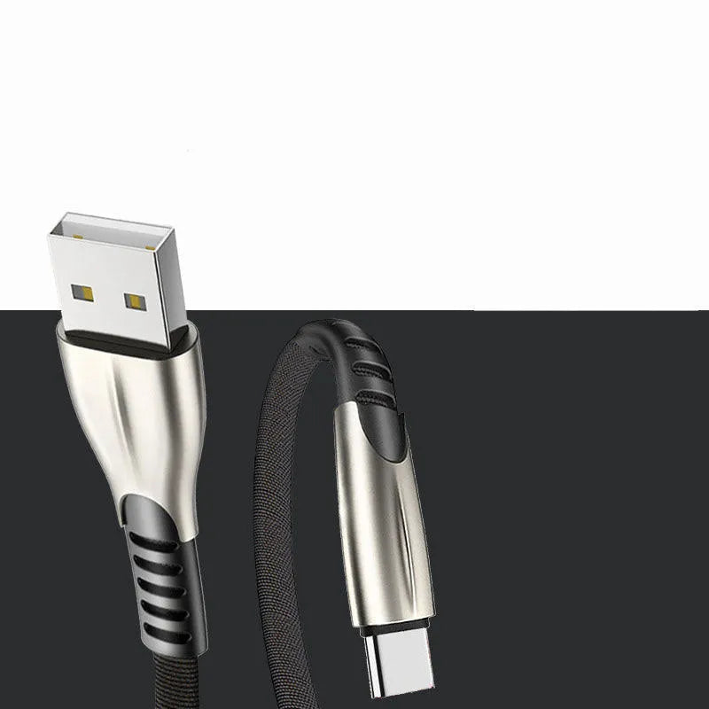 Android fast charging cable with flashing light indicator in black, blue, or red colours