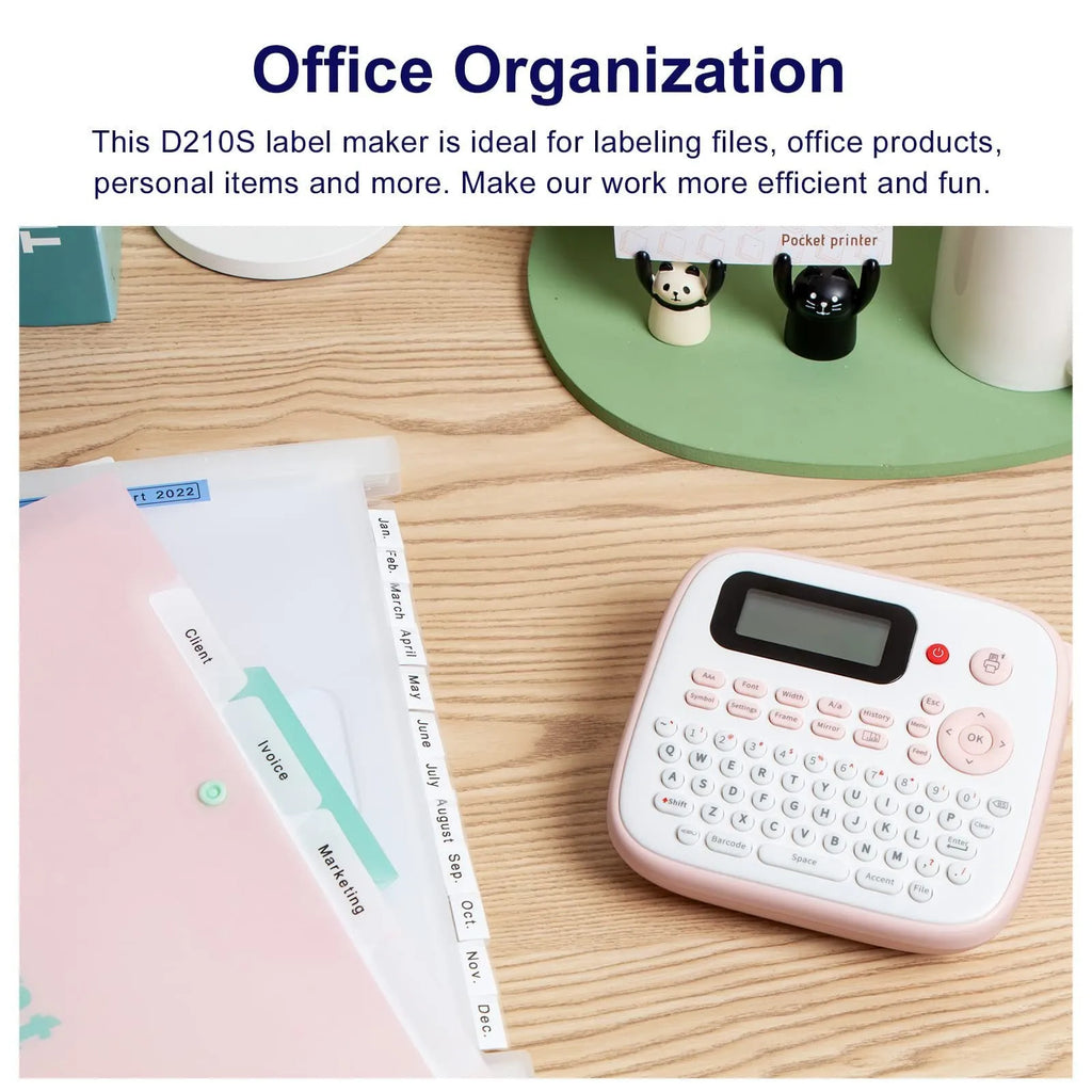 Mini portable label printer in pink with Bluetooth connectivity and thermal printing