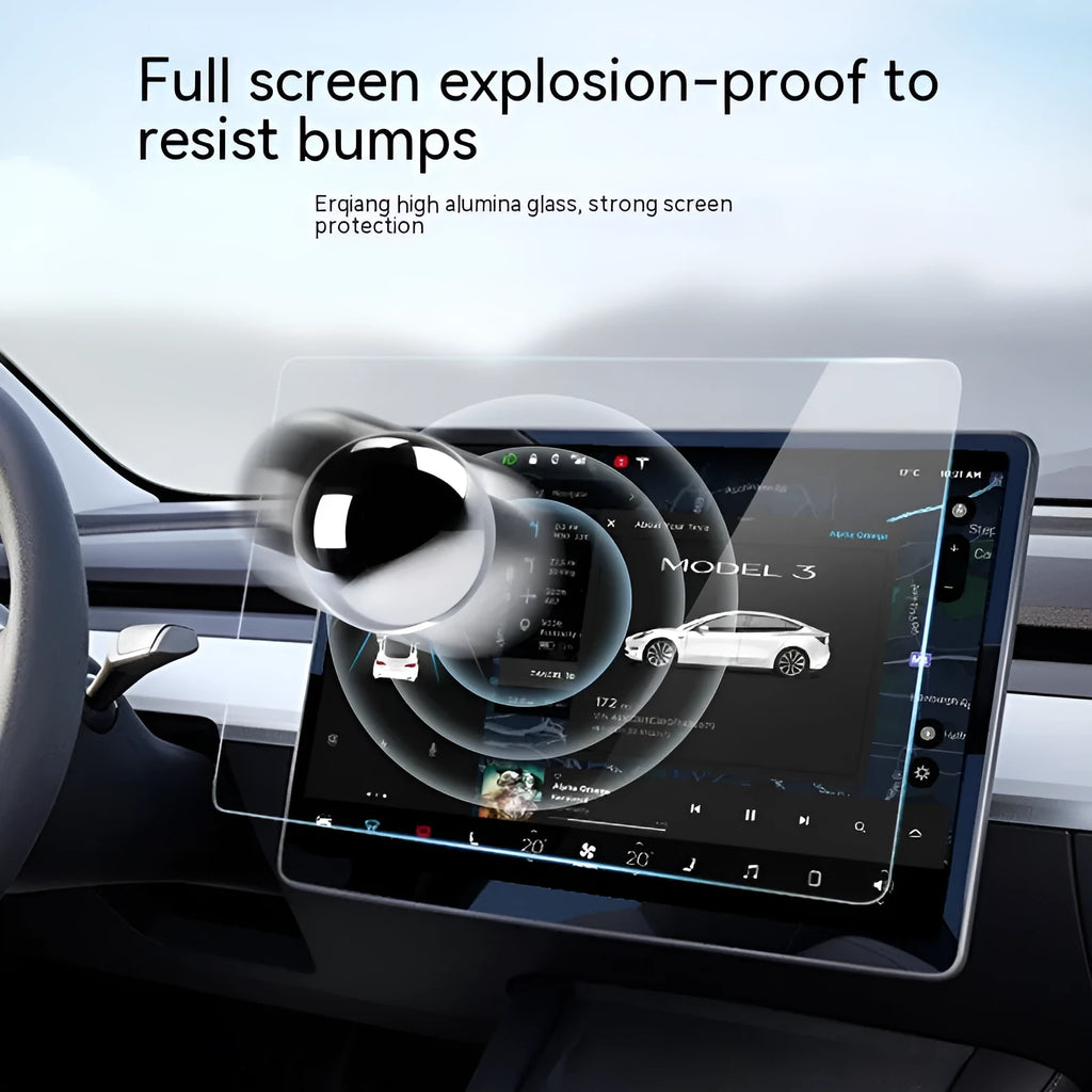 Huanxin 15.6 HD tempered glass screen protector for Tesla Model 3 and Model Y central display, white packaging with film applicator