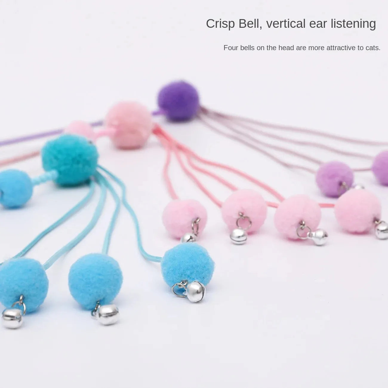 Flexible cat wand toy with colourful tassel attachment for interactive indoor play sessions