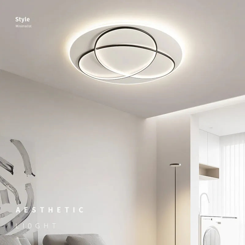 Clover LED ceiling lamp 50cm 61W modern Nordic design black finish living room bedroom ceiling light