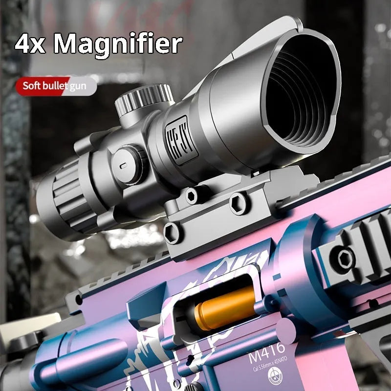 Manual bolt throwing shell soft bullet gun M416 sand colour plastic toy with accessories