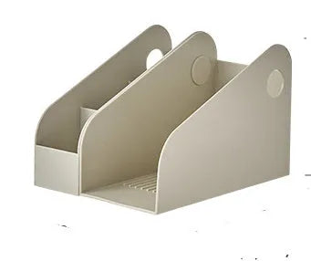Desktop plastic storage box with two-layer grid design in ivory white colour