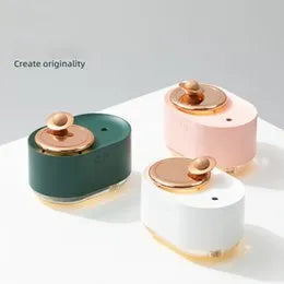 Rotating planet USB car humidifier with night light in green, pink, or white colours