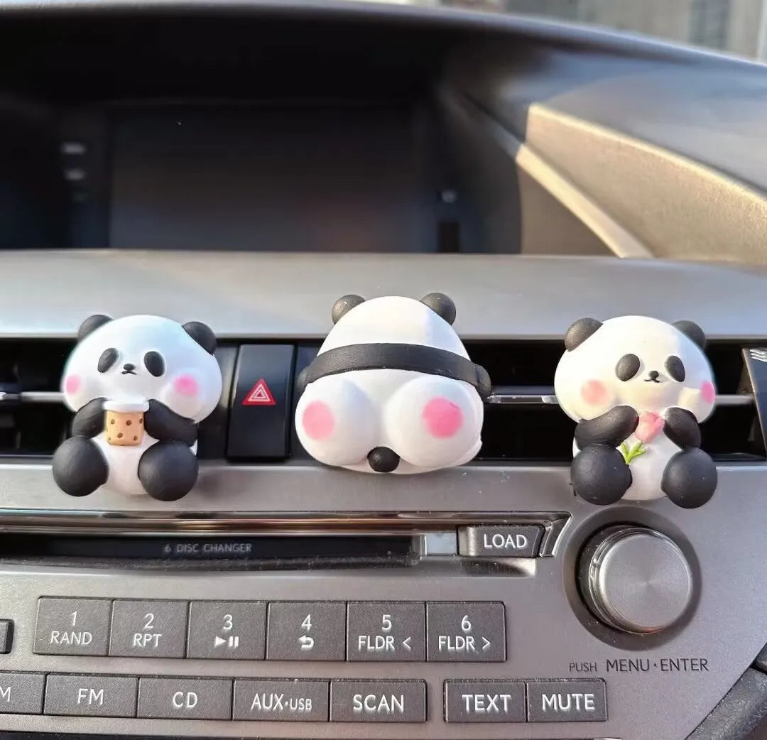 Panda car vent perfume clip air freshener decoration in three style variations