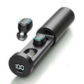 Wireless in-ear Bluetooth headset in black with protective plate and ceramic antenna, 12-hour battery