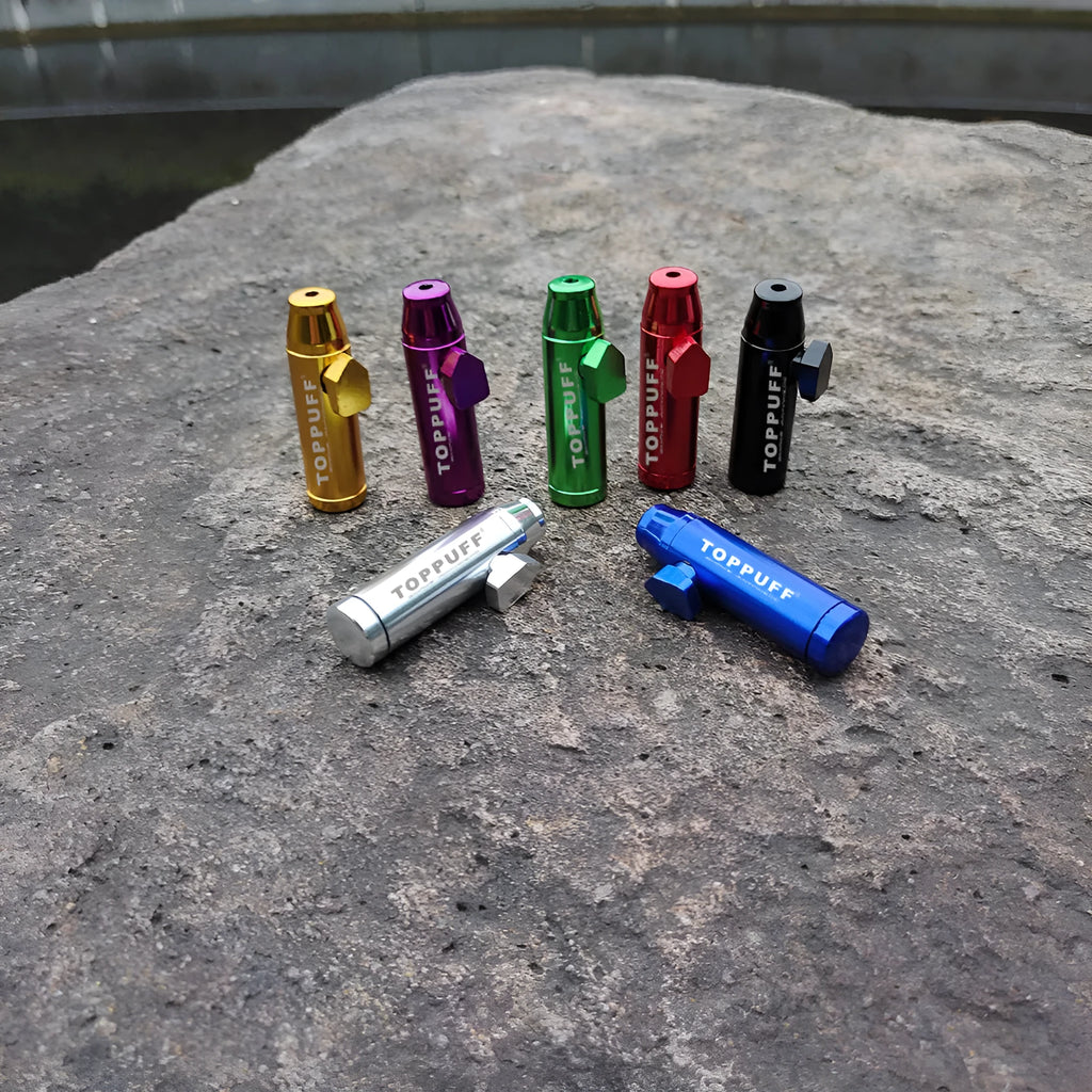 Aluminium alloy bullet-shaped cigarette holder with 53mm flat head height in multiple colour options