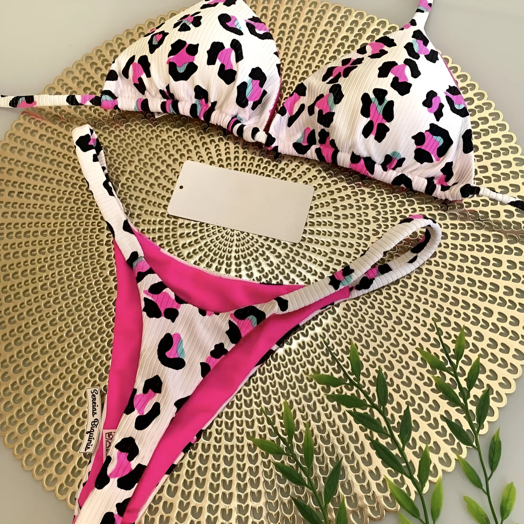 Women's printed bikini swimsuit with quick-drying fabric in European style