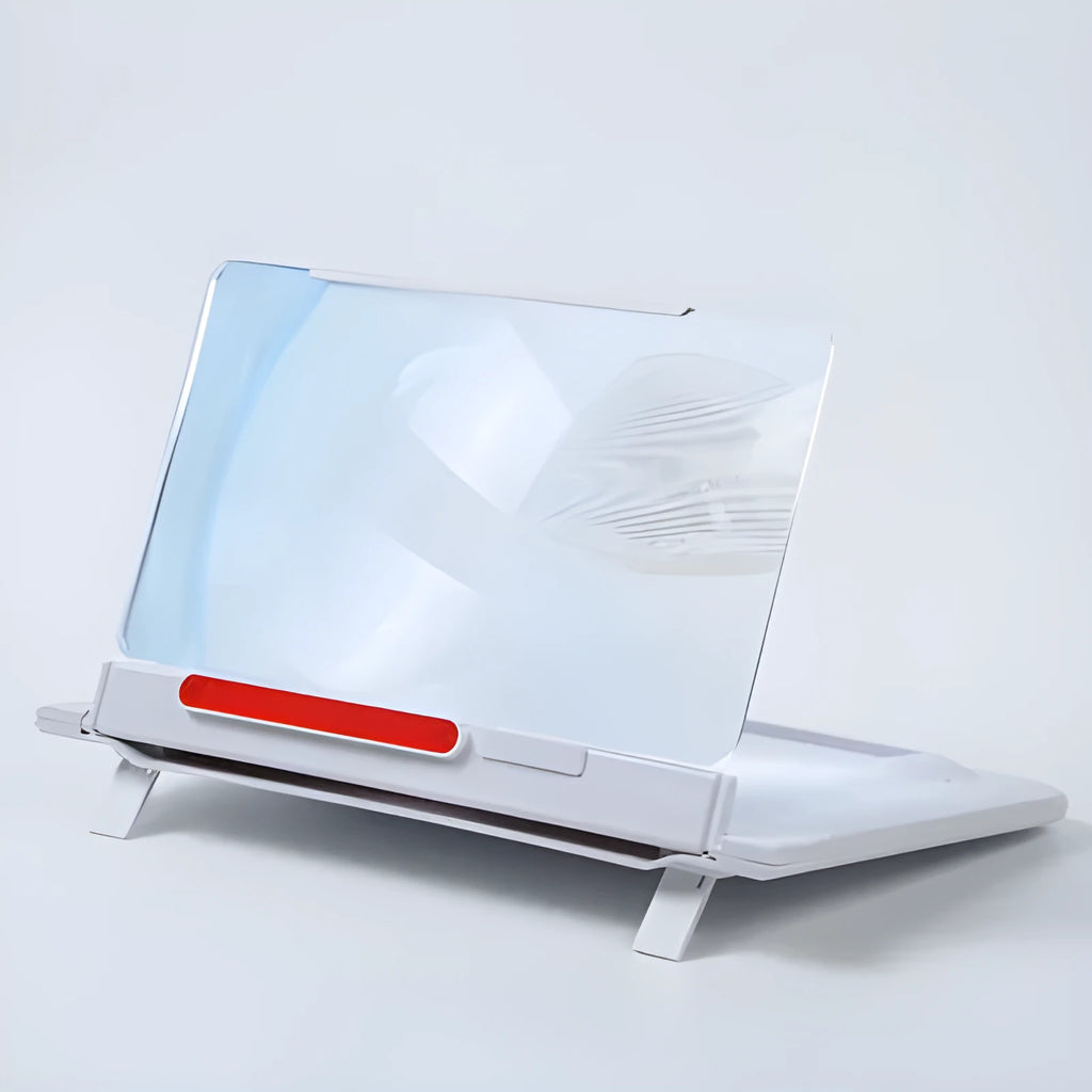 Black and white 12-inch pull-out horizontal vertical screen amplifier bracket with Fresnel lens