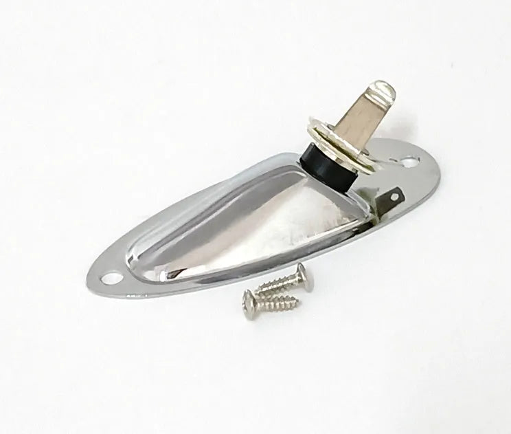 Alloy electric guitar boat socket in black or silver finish with 8.1cm dimensions