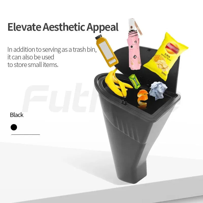 Two black ABS plastic car door storage bins designed for Tesla Model Y front door pockets.