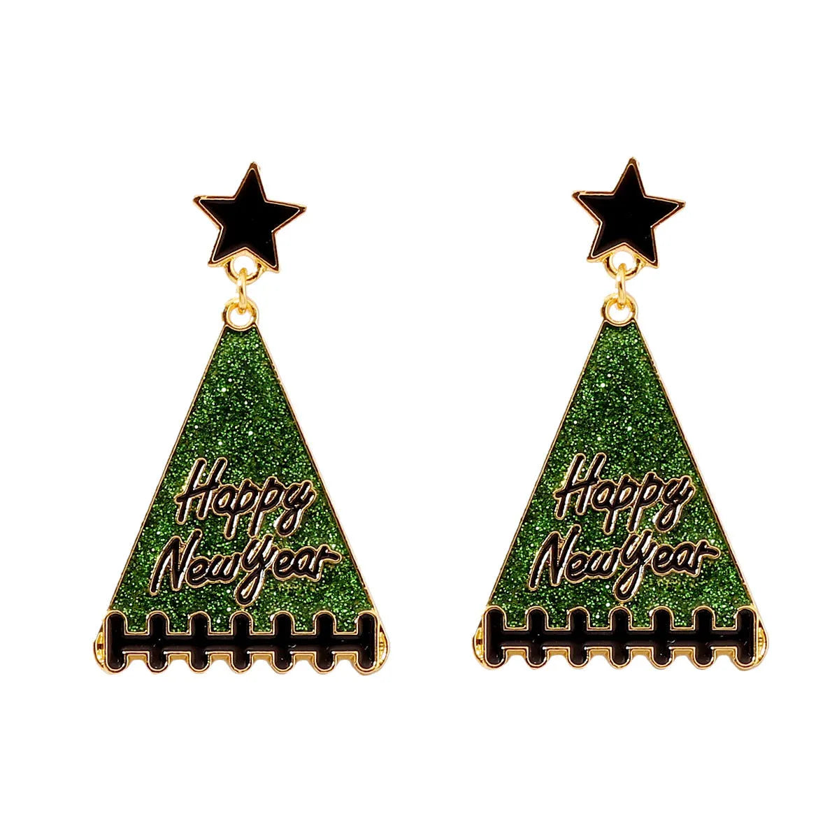 New Year tree girl gift earrings for women in pink, green, gray, yellow, and red zinc alloy