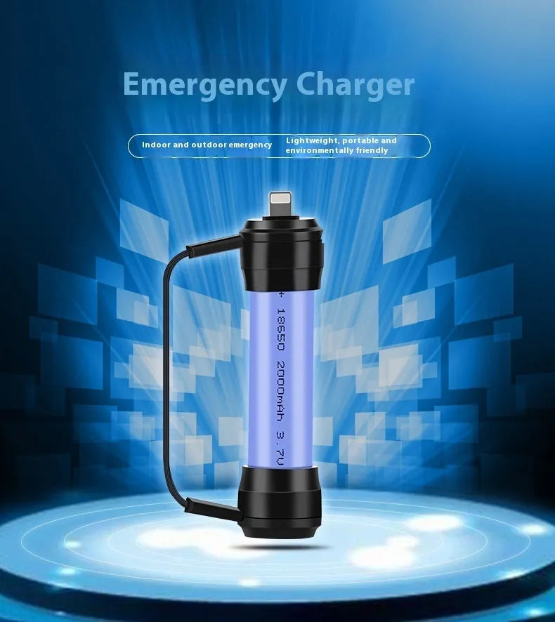 Mini portable iPhone emergency power bank with Apple interface battery and USB input