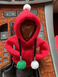 Cloth gear lever cover in hooded sweater design showing multiple style options