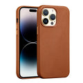 Berry Purple genuine leather magnetic phone case for iPhone 14 Pro Max showing magnetic ring
