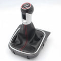 Black leather gear shift knob and dust boot handball for Volkswagen Golf manual transmission.
