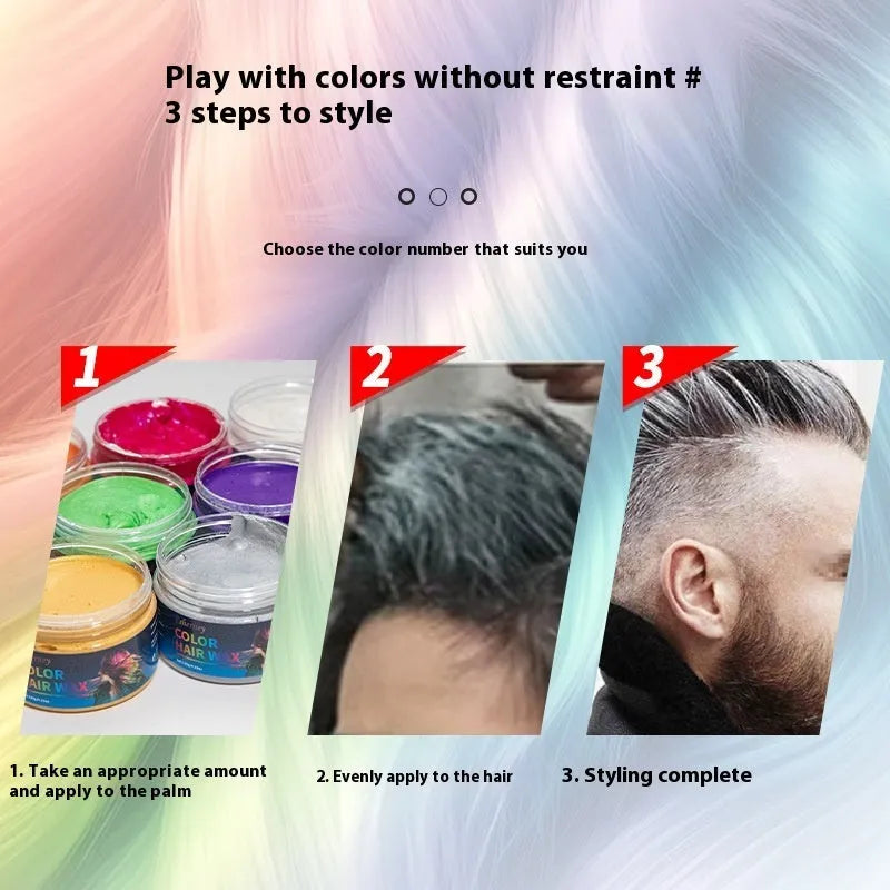 120g hair styling clay hair dye in nine colour options including blue green purple rose red granny grey