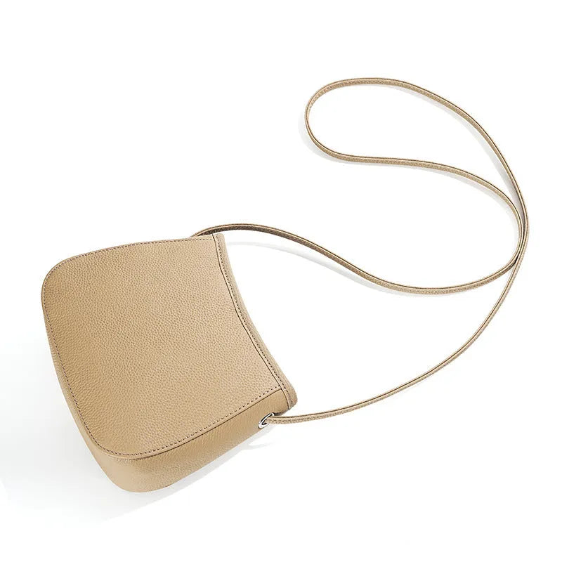 Women's genuine cowhide leather messenger bag in square vertical model with internal organiser compartments