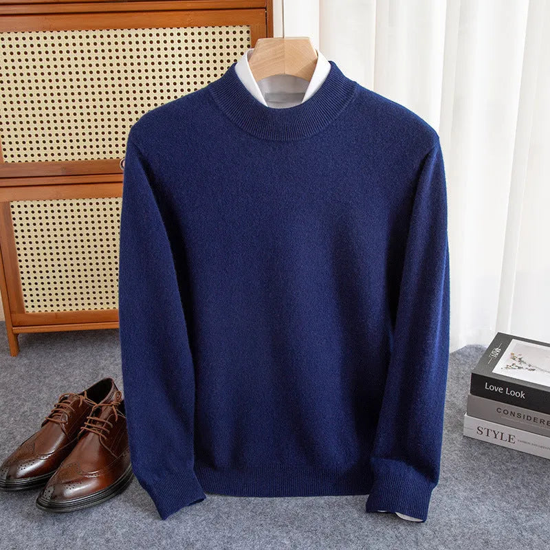 Men's half-collar wool sweater in loose fit winter jumper available in multiple colours