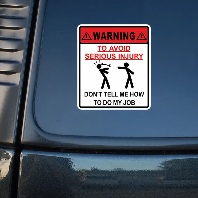 Car glass warning sticker measuring 14.9cm by 12.6cm with type A hit design