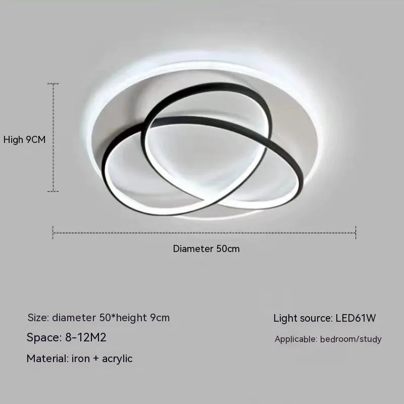 Clover LED ceiling lamp 50cm 61W modern Nordic design black finish living room bedroom ceiling light