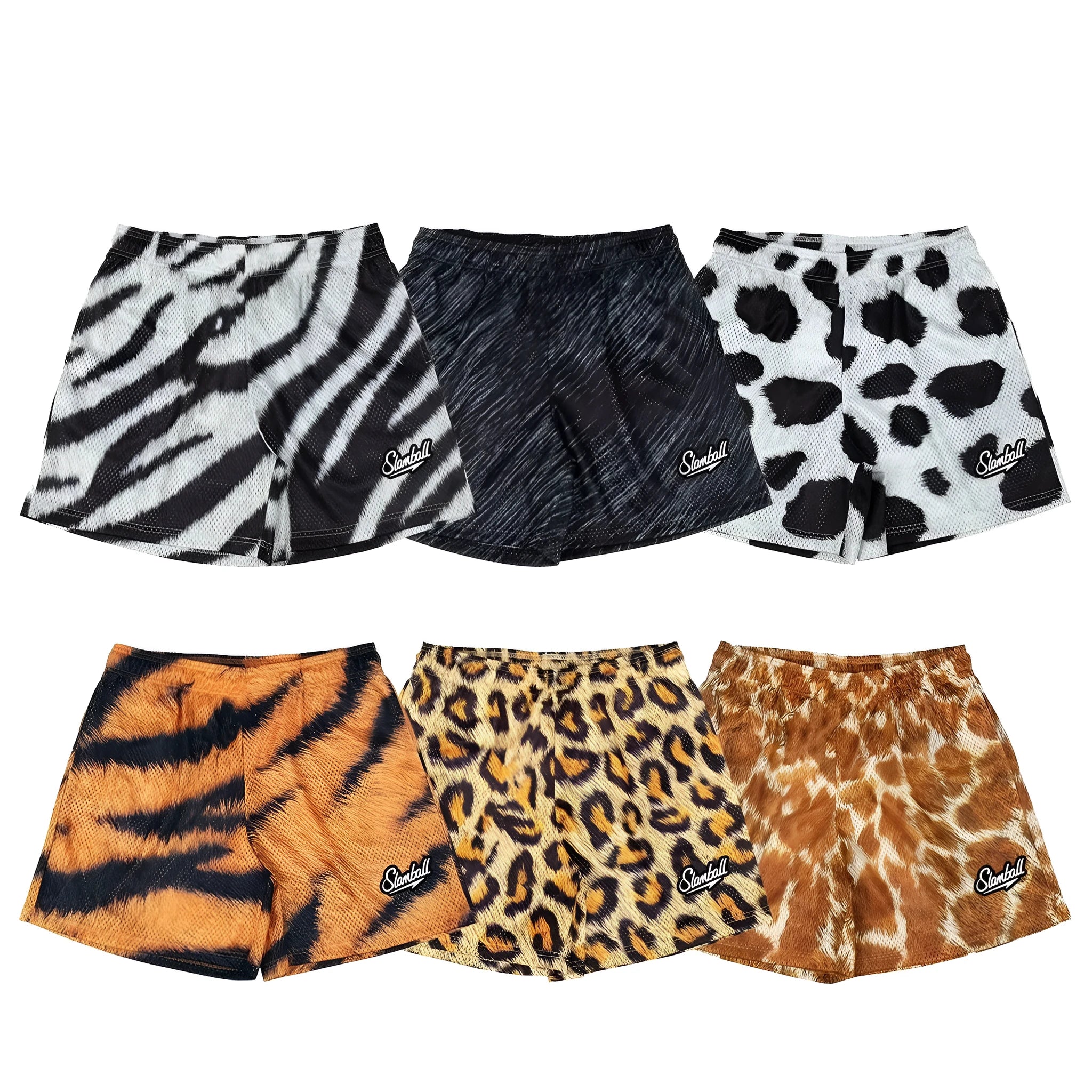 Men's leopard print fitness training shorts with quick-dry fabric