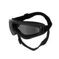 Dog windproof PVC pet glasses, 18x8x7cm, shown in five lens colours including black, clear and dazzling red.