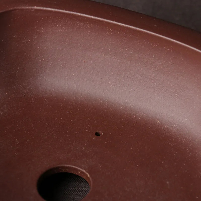 Handcrafted purple clay bonsai basin in classical Chinese style measuring 25×20×7cm