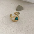 Open geometry ring in JZ0379 green with titanium steel electroplating