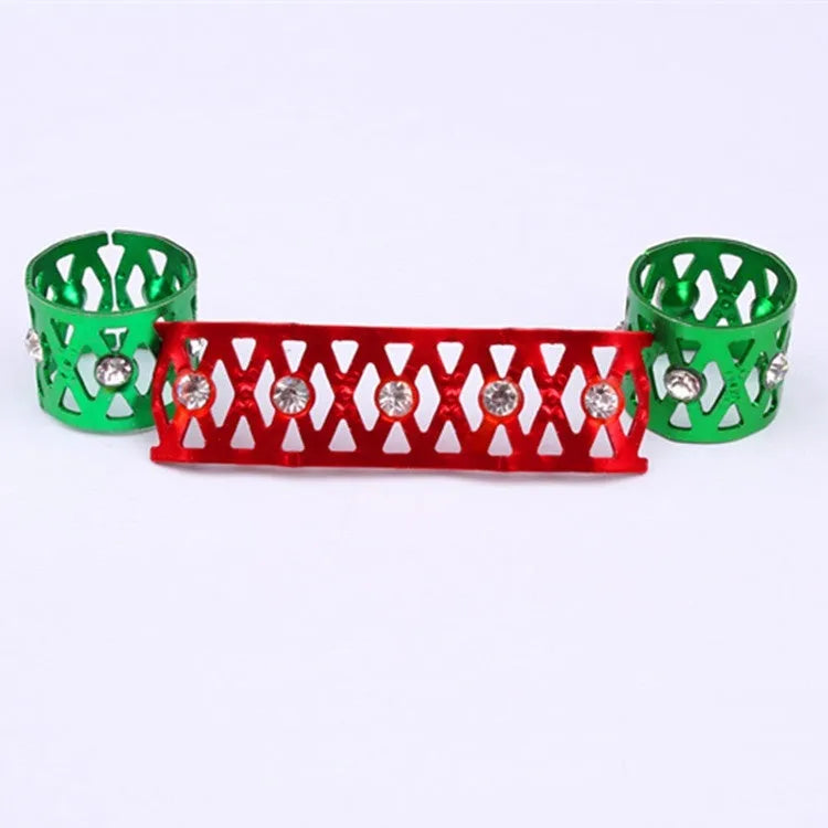 Aluminium hair ring wig decoration with hollow jeweled design featuring crown and heart shapes.
