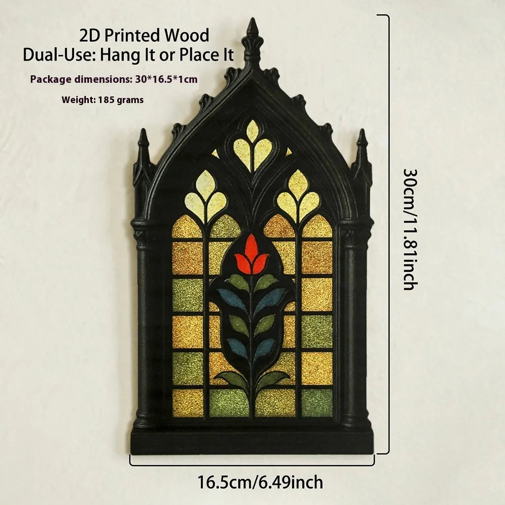 Black wooden Gothic style wall mounted storage rack decoration in three size options