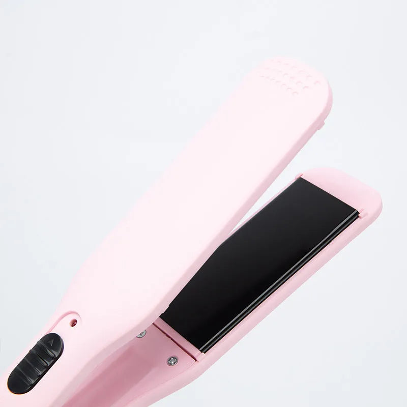 Black dual-use hair curler and straightener with 200°C PTC heating and LED display