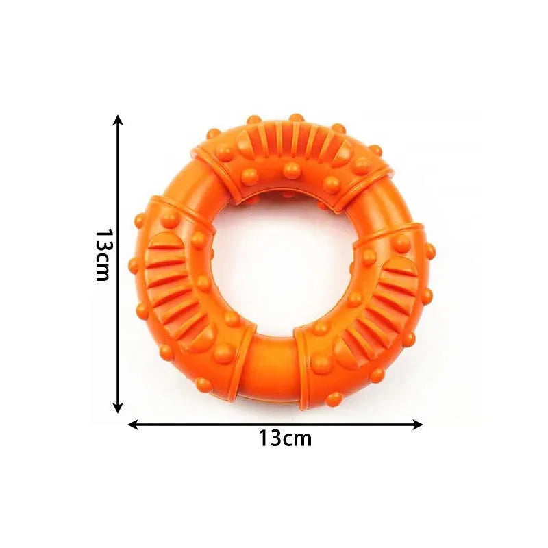 Blue, orange, and red lightweight hollow dog fetching stick toy for puppies and large dogs.