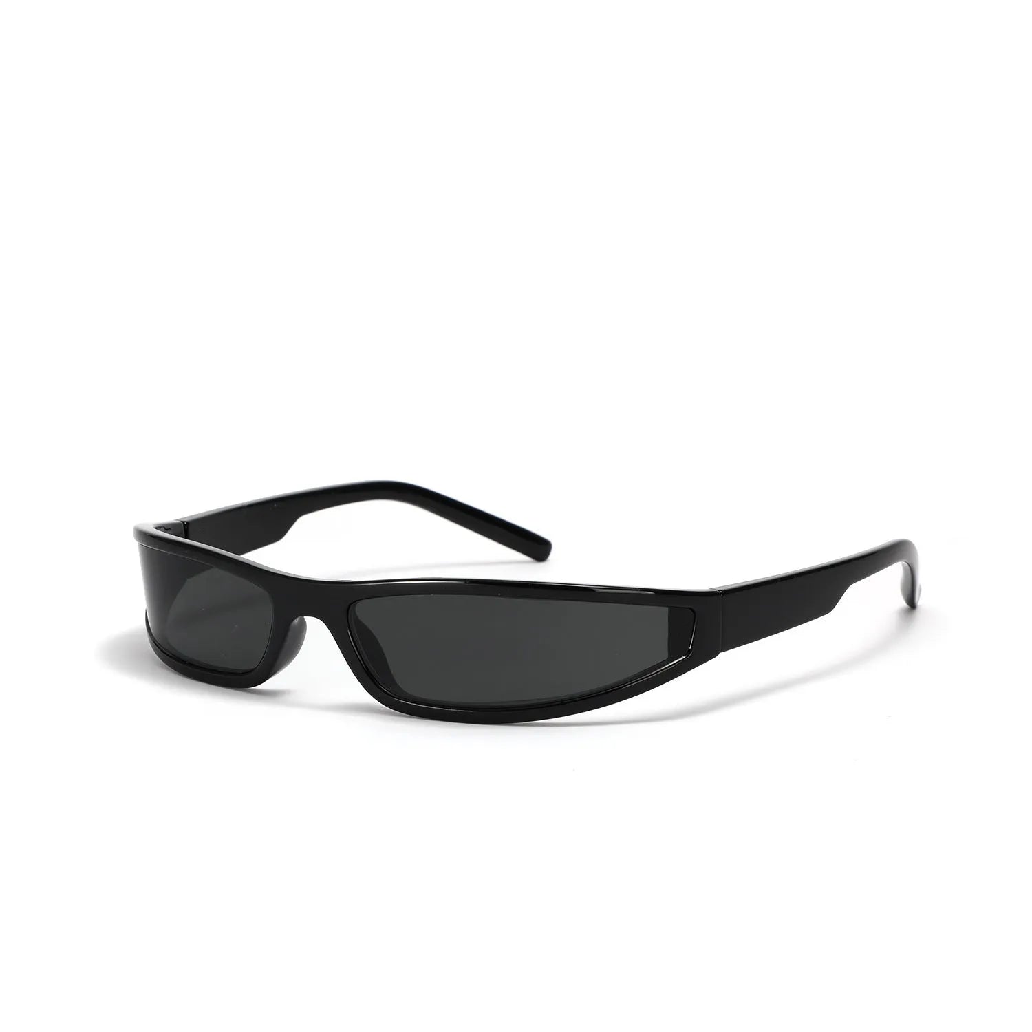 Creative narrow frame sunglasses for women in future style with mercury lens colour options.