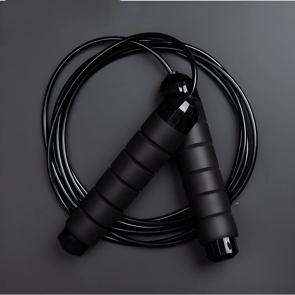 Weighted skipping rope for adult fitness in black and red colour options