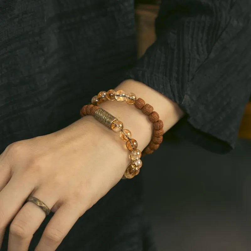 Citrine retro LCD bracelet with a double circle design and natural colour digital display