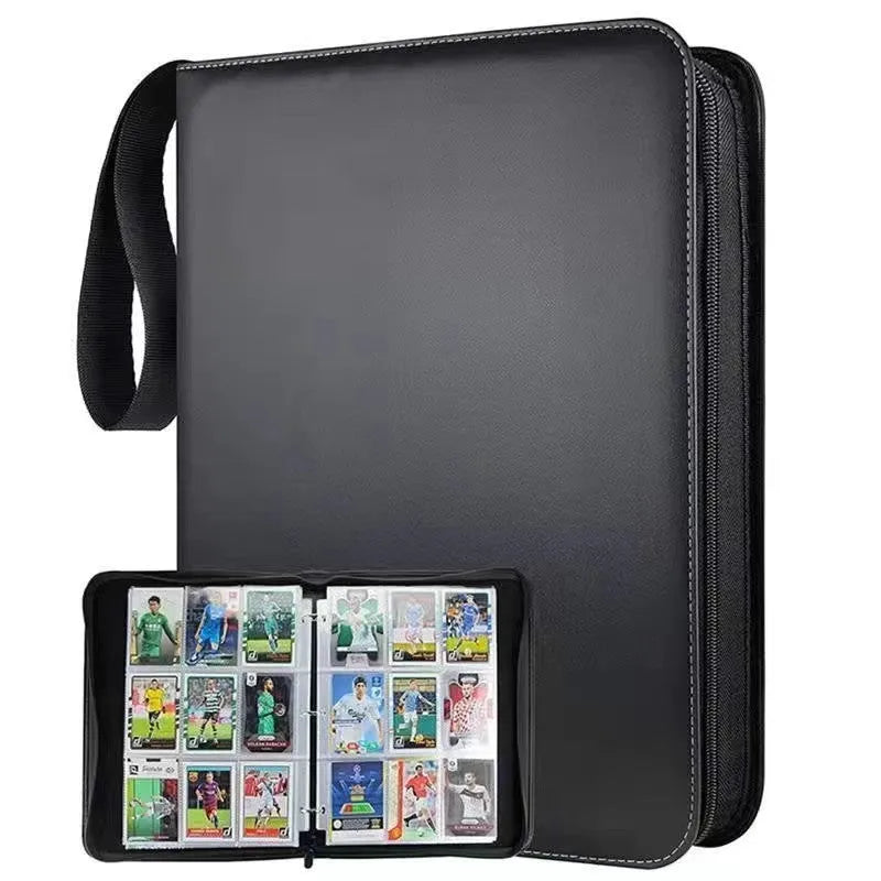 Four-grid storage bag for 400 card slots in black with organised card collection