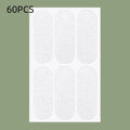 Transparent and frosted disposable ear patches showing adhesive backing and 0.1cm thickness