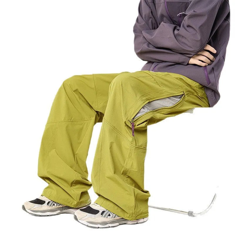 Men's waterproof loose casual pants for outdoor rock climbing in meadow purple colour