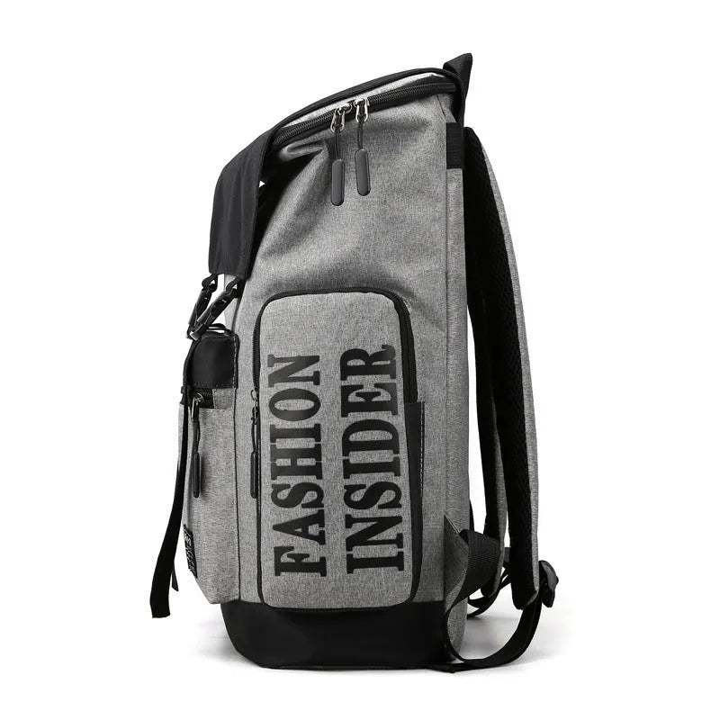New leisure travel backpack for men, large 20-35L capacity, Oxford cloth, zipper opening, black colour
