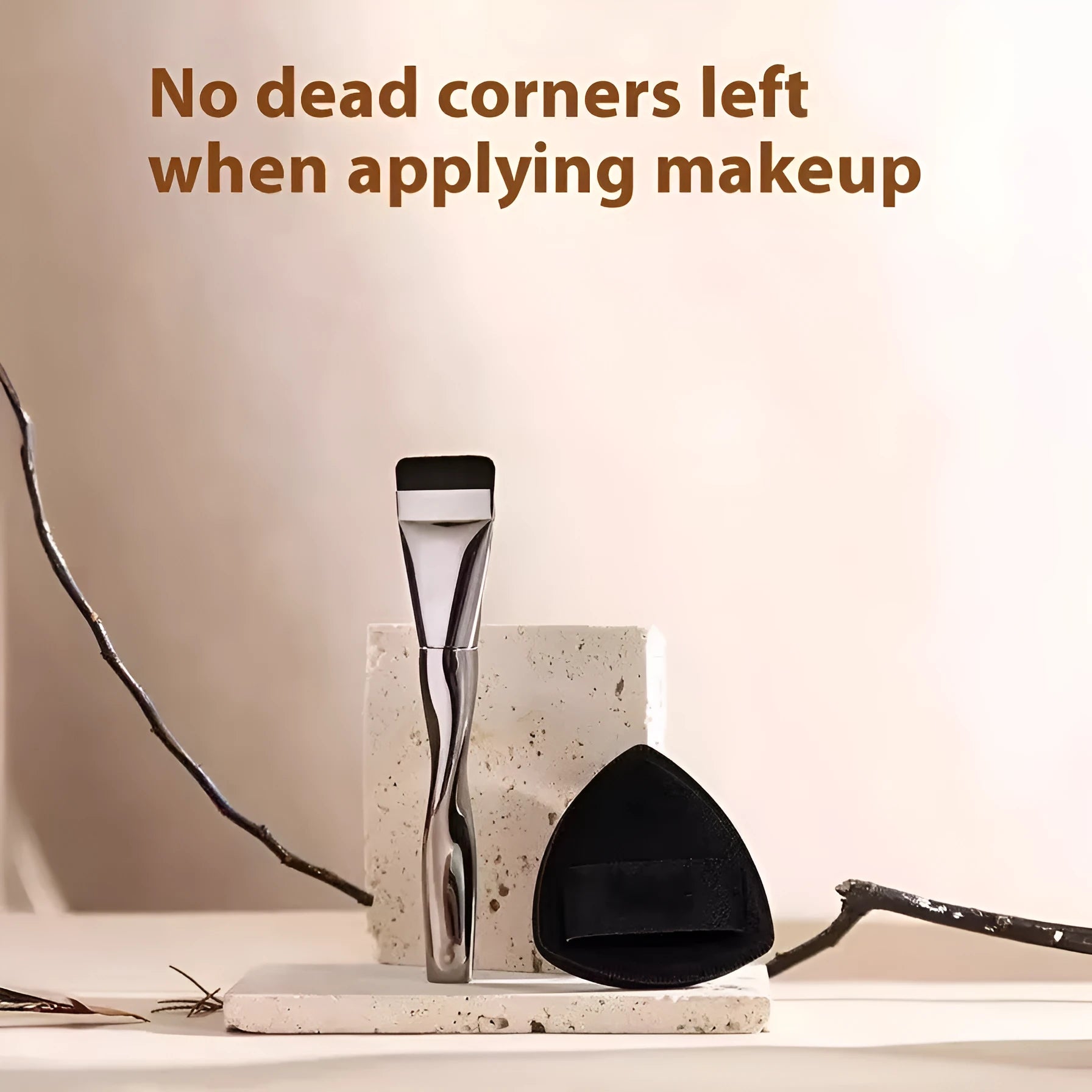 Spiral shaped powder foundation brush with black handle and artificial fibre bristles