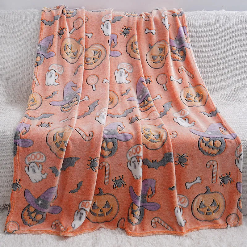 Children's soft flannel air conditioner cover blanket in a cartoon design, shown in two available sizes.