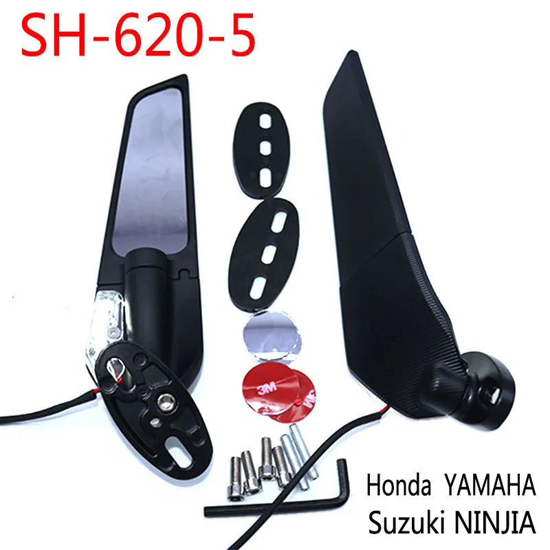 Pair of yellow light motorcycle spoiler rearview mirror reflectors with aluminium alloy housing